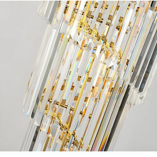 Modern long gold crystal chandelier with E12 LED bulbs
