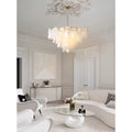 Luxury Murano glass chandelier in a modern elegant living room interior