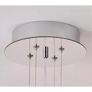 Adjustable ceiling canopy and suspension cable system of the Lysara Tiered Crystal Leaf Chandelier