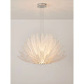 Illuminated Lysara Tiered Crystal Leaf Chandelier with sparkling crystal leaves and warm ambient glow