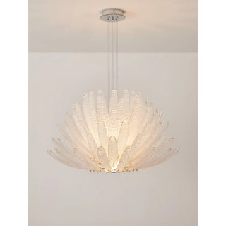 Illuminated Lysara Tiered Crystal Leaf Chandelier with sparkling crystal leaves and warm ambient glow