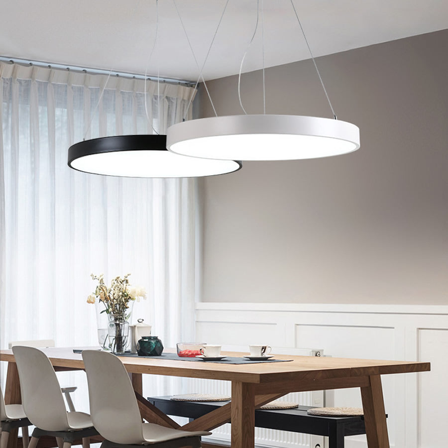 Led Round Lamp Threaded Small La Turbie | Black & White Thin Round Pendant Lamp | Mirodemi