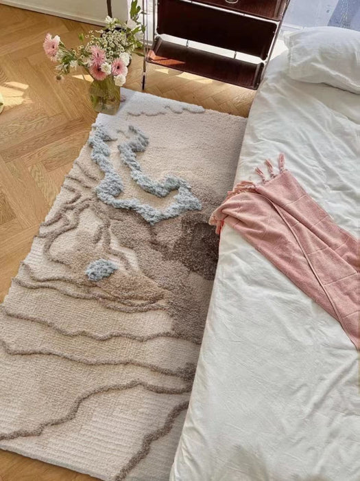 Sand Color handmade 3D pattern area rug