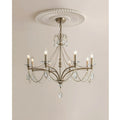 Front view of the Marcelline Pearl French candle crystal chandelier with pearl garlands