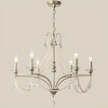 Full product view of the Marcelline Pearl French candle crystal chandelier with pearl accents