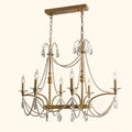Marcelline Pearl French candle crystal chandelier in gold finish with 6 lights and pearl strands, featuring crystal drops and elegant design