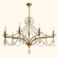 Gold finish Marcelline Pearl French candle crystal chandelier in round 10-light design for elegant dining rooms and living rooms