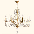 Gold finish Marcelline Pearl French candle crystal chandelier in round 8-light design with pearl detailing