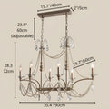 Dimensions of the Marcelline Pearl French candle crystal chandelier in rectangular 6-light size, 35.4 inches wide