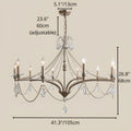 Dimensions of the Marcelline Pearl French candle crystal chandelier in round 10-light size, 41.3 inches wide