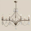 Marcelline Pearl French candle crystal chandelier in round 10-light design with crystal accents and pearl strands