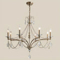 Marcelline Pearl French candle crystal chandelier in round 8-light design with pearl garlands and crystal drops