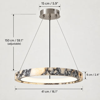 Marmielle 41 cm marble ring pendant light dimension diagram