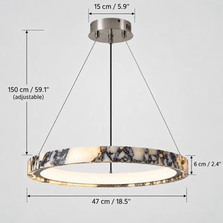 Marmielle 47 cm marble ring pendant light dimension diagram