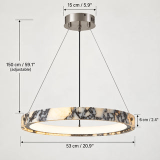 Marmielle 53 cm marble ring pendant light dimension diagram