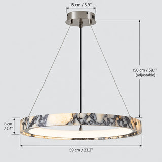 Marmielle 59 cm marble ring pendant light dimension diagram