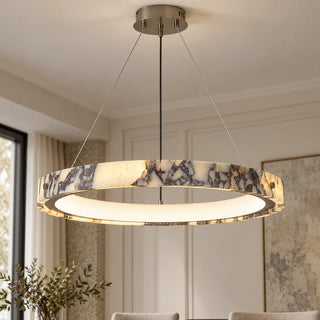 Marmielle illuminated marble ring pendant in a classic interior