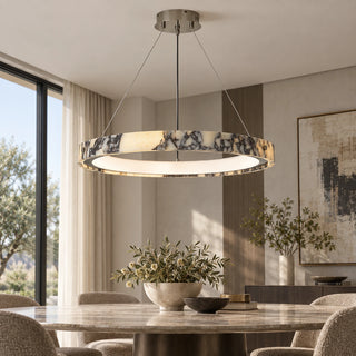 Marmielle marble ring pendant above a contemporary dining table