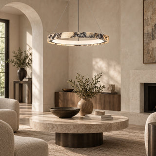 Marmielle marble ring pendant in a neutral living room