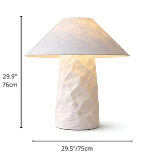 Dimension diagram of medium wabi-sabi paper table lamp showing height 76 cm and width 75 cm.