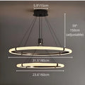 Milano Halo Ring Pendant Light double-ring dimensions with 31.5 inch and 23.6 inch rings and adjustable 59 inch suspension