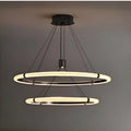 Milano Halo Ring Pendant Light in double-ring configuration with integrated LED and black metal finish