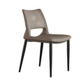 Brown Nordic dining chair with curved ergonomic backrest and black legs