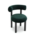 Army green minimalist upholstered chair with round seat and cylindrical backrest