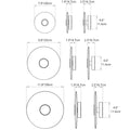 Technical drawing showing all size variations of MIRODEMI alabaster wall lights with detailed measurements in inches and centimeters