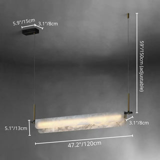 Technical image of the MIRODEMI Almeria chandelier, 47.2 inches 120 cm version with adjustable hanging height and marble-brass construction