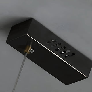 Close-up of the MIRODEMI Almeria chandelier ceiling plate made of solid H65 brass with black brushed finish and precision engineering