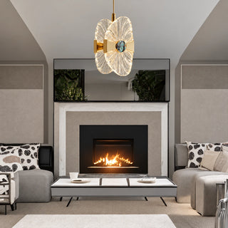 Baiardo pendant light in a living room with fireplace