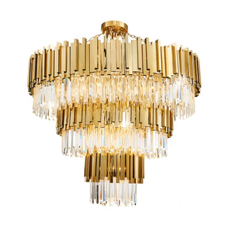 Crystal strands detail of an empire gold chandelier
