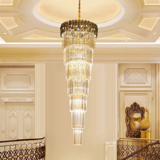 Classic royal long crystal chandelier with amber crystals