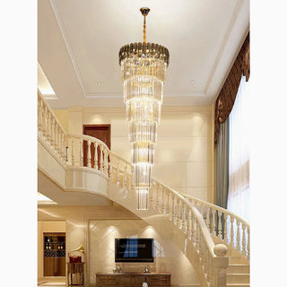 Luxury long crystal chandelier with smoky grey crystals
