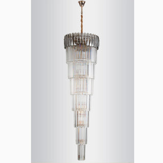 Royal long silver crystal chandelier for a staircase