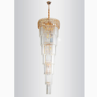 Royal long gold crystal chandelier for a staircase