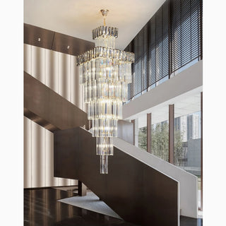 Modern square crystal chandelier with K9 crystal for villa staircase