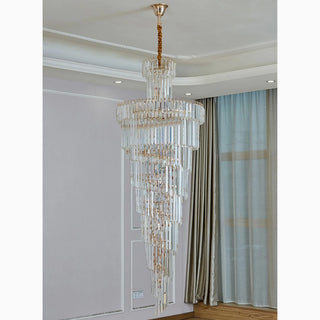 Tall crystal ceiling chandelier