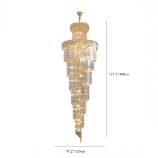Tall crystal stairway chandelier, 40 to 120 cm diameter options