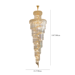 Large crystal chandelier, 120 cm wide and 300 cm tall option, for staircase