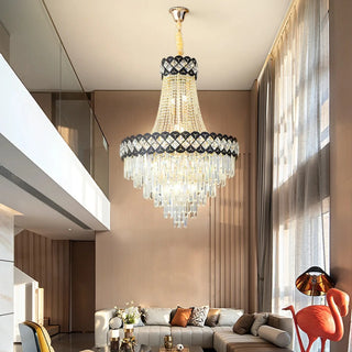 Classical duplex crystal chandelier, 80 cm wide, in warm light