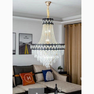Classical duplex crystal chandelier, 45 cm wide, in warm light