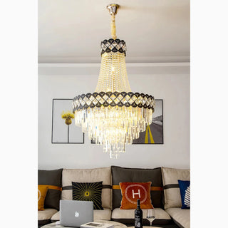 Grand duplex crystal chandelier, 115 cm wide, in warm light