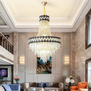 Classical two-tier crystal chandelier for a grand foyer
