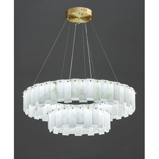 Double-layer Cloudstone chandelier by Mirodemi – elegant marble and copper LED pendant