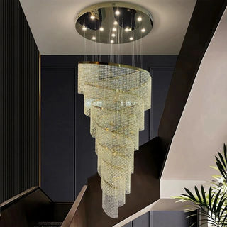 Golden/chrome crystal chandelier for living room