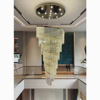 Golden/chrome crystal spiral chandelier for bedroom