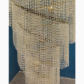 Crystal spiral chandelier, stainless steel body detail