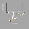 Dimension diagram of the MIRODEMI irregular linear LED pendant light showing 47.2 in / 120 cm width and 39.4 in / 100 cm height with brass accents